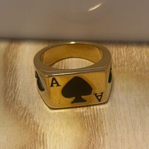 *New*Gold Ace of Spades Titanium Steel Men’s Ring